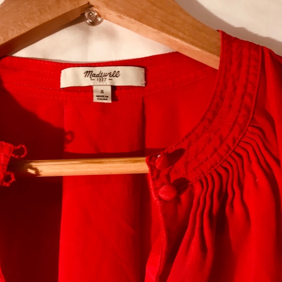 Madewell red long sleeve tunic blouse - Picture 4 of 13